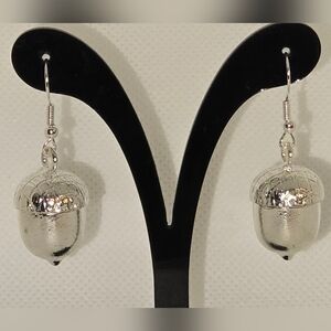 Acorn earrings - silver-tone
